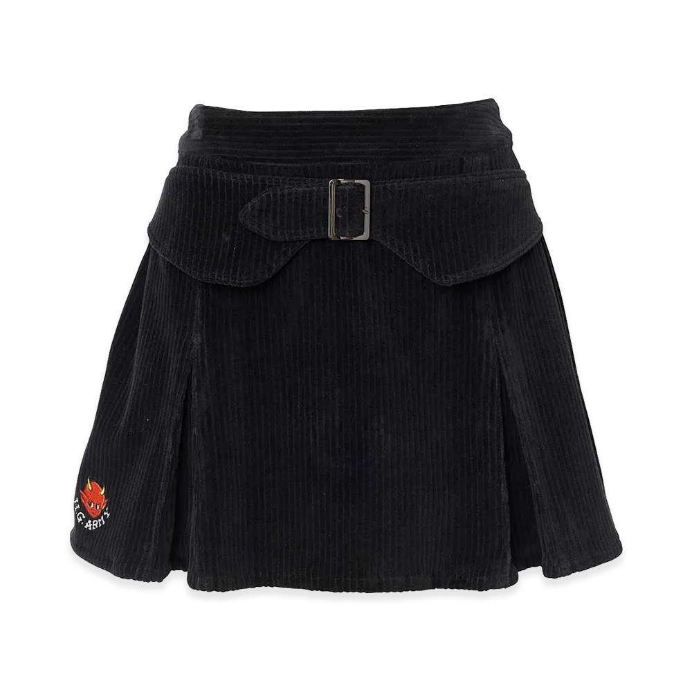 HYSTERIC GLAMOUR Women's HG Army Embroidery Box Pleated Skirt "Black"