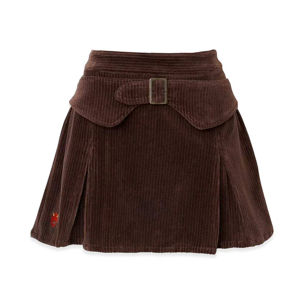HYSTERIC GLAMOUR Women's HG Army Embroidery Box Pleated Skirt "Brown"