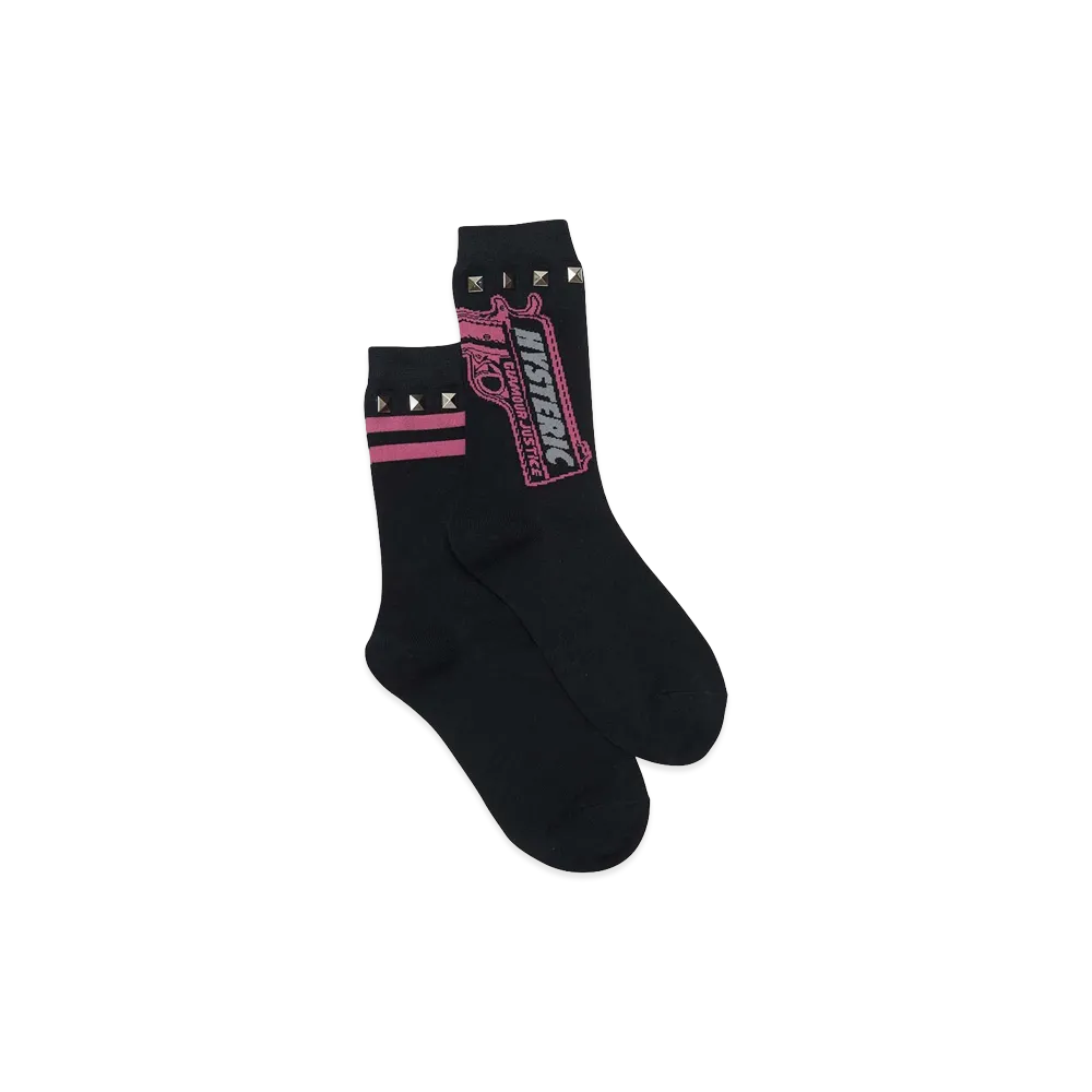 HYSTERIC GLAMOUR Women's Glamour Justice Studded Socks "Black"