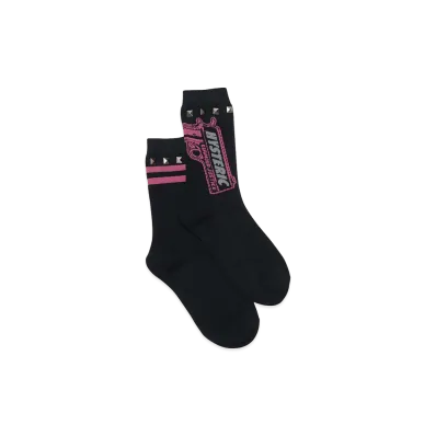 HYSTERIC GLAMOUR Women's Glamour Justice Studded Socks "Black"