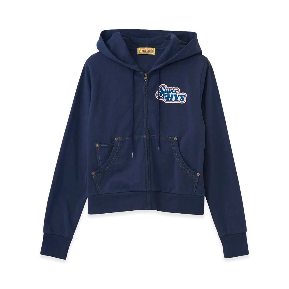 HYSTERIC GLAMOUR Women's Super HYS Cropped Hoodie "Navy Other"