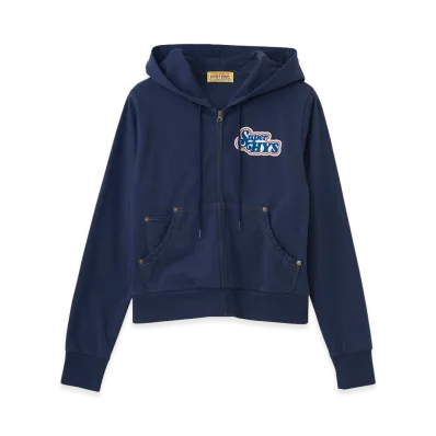 HYSTERIC GLAMOUR Women's Super HYS Cropped Hoodie "Navy Other"