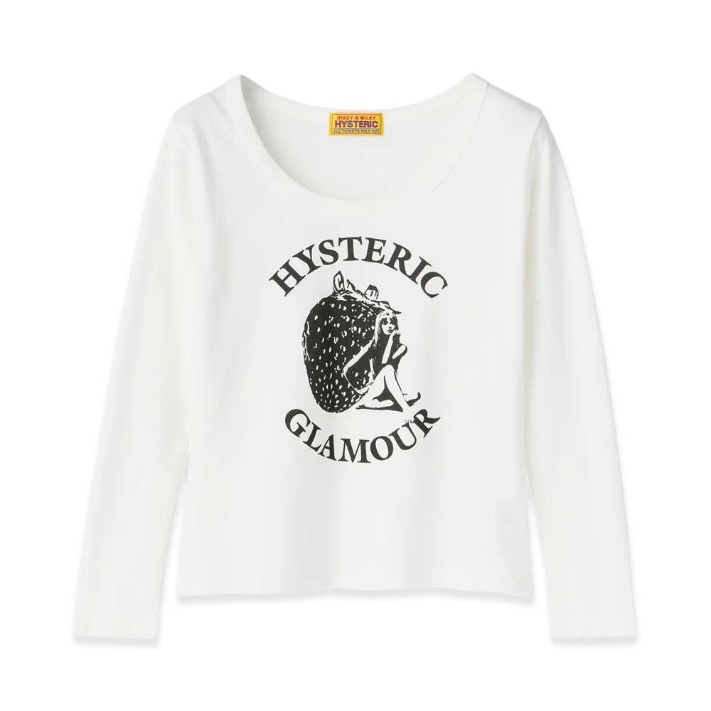 HYSTERIC GLAMOUR Women's Strawberry Freak Baby Tee "White"