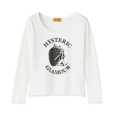 HYSTERIC GLAMOUR Women's Strawberry Freak Baby Tee "White"