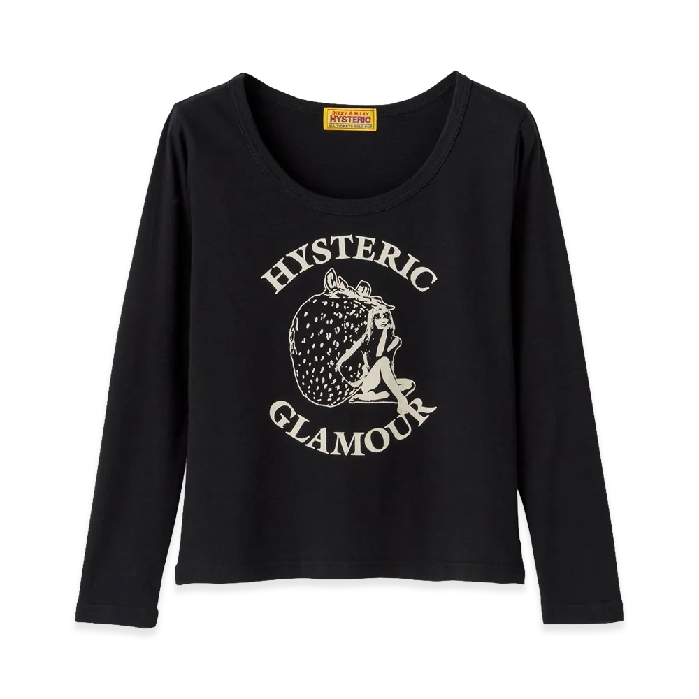 HYSTERIC GLAMOUR Women's Strawberry Freak Baby Tee "Black"