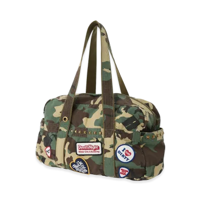 HYSTERIC GLAMOUR Women's Patch Scratch Boston Bag "Khaki"