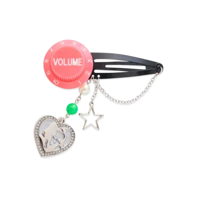HYSTERIC GLAMOUR Women's Guitar Knob Multi Charm Hair Pin "Pink"