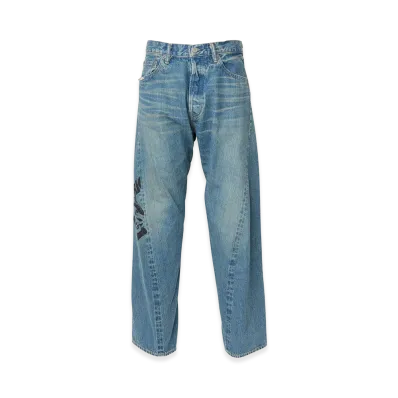 HYSTERIC GLAMOUR See No Evil Twisted Seam Denim Pants "Light Indigo Blue"