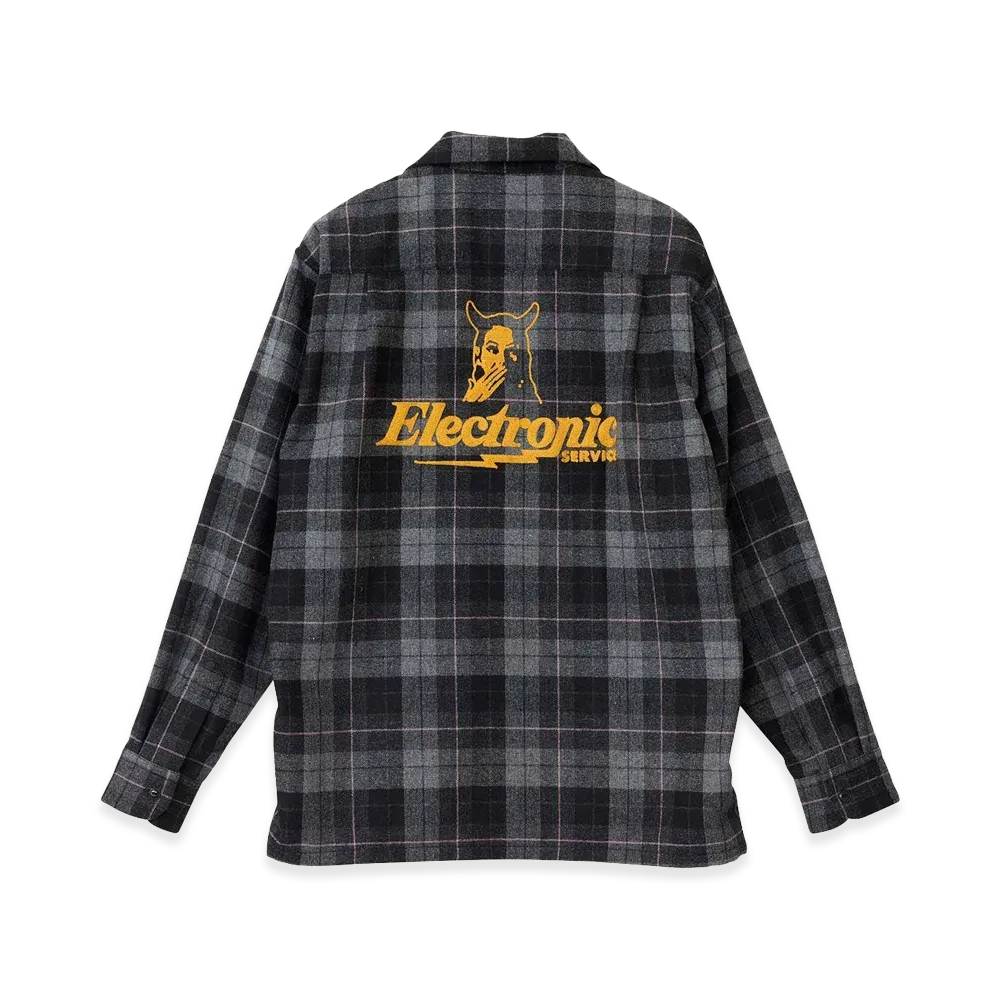 HYSTERIC GLAMOUR Electronic Service Embroidered Open Collar Shirt "Black"