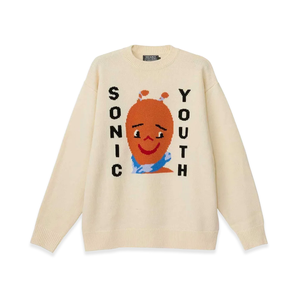 HYSTERIC GLAMOUR Sonic Youth Dirty Intarsia Sweater "White"