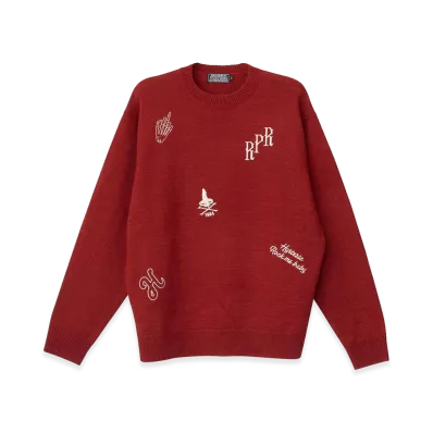 HYSTERIC GLAMOUR Hysteric Scratch Embroidered Sweater "Red"