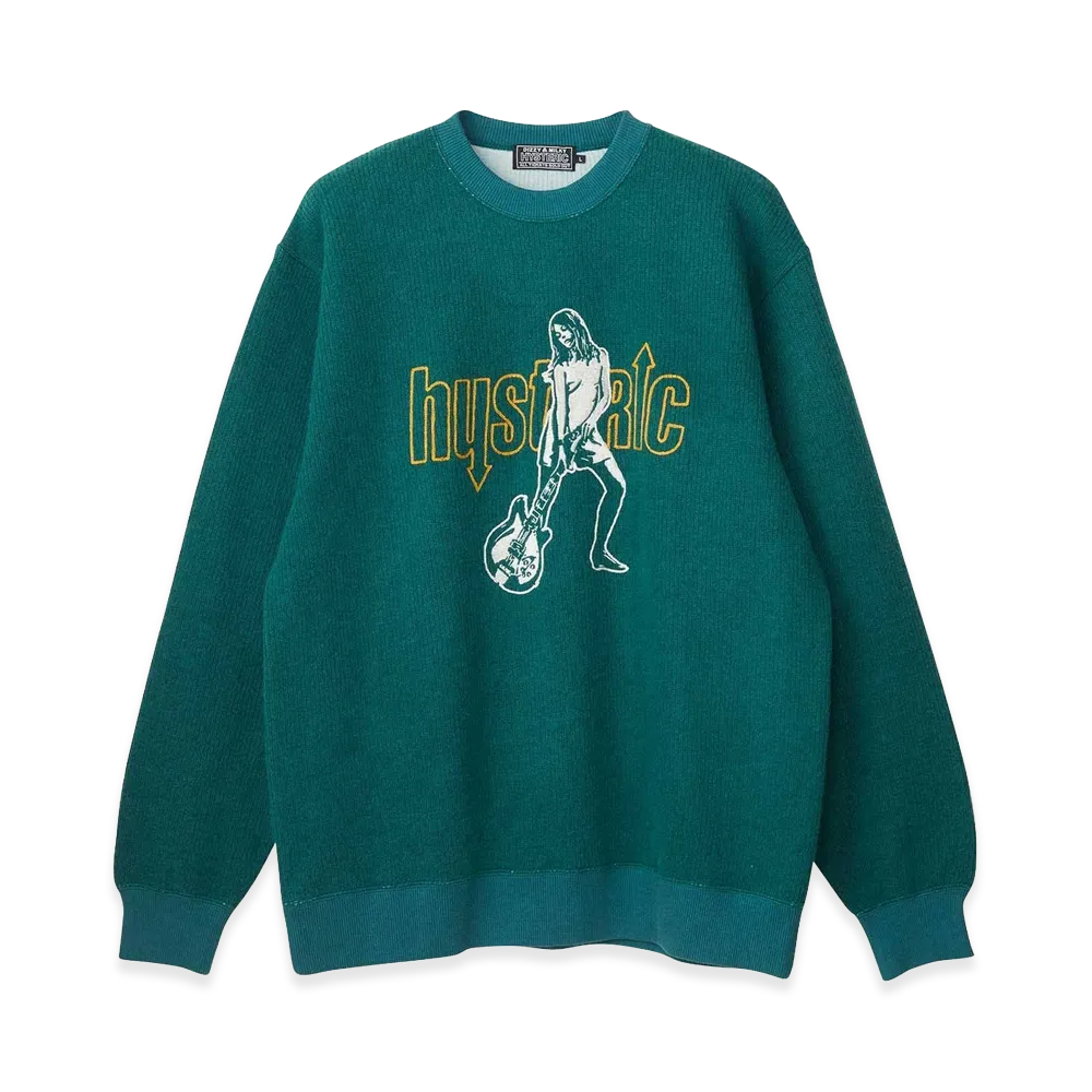HYSTERIC GLAMOUR UP Down Girl Embroidered Sweatshirt "Green"