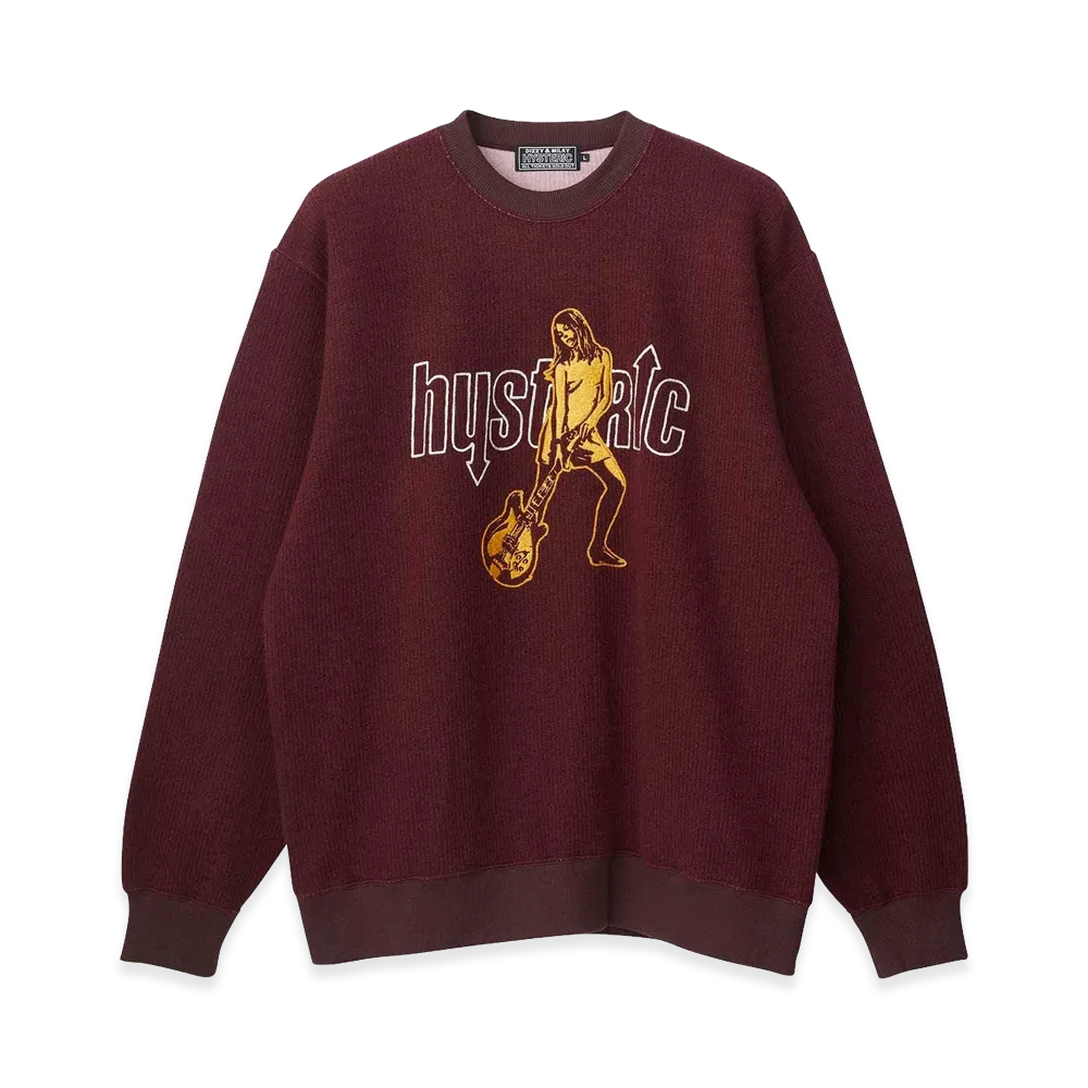 HYSTERIC GLAMOUR UP Down Girl Embroidered Sweatshirt "Red"