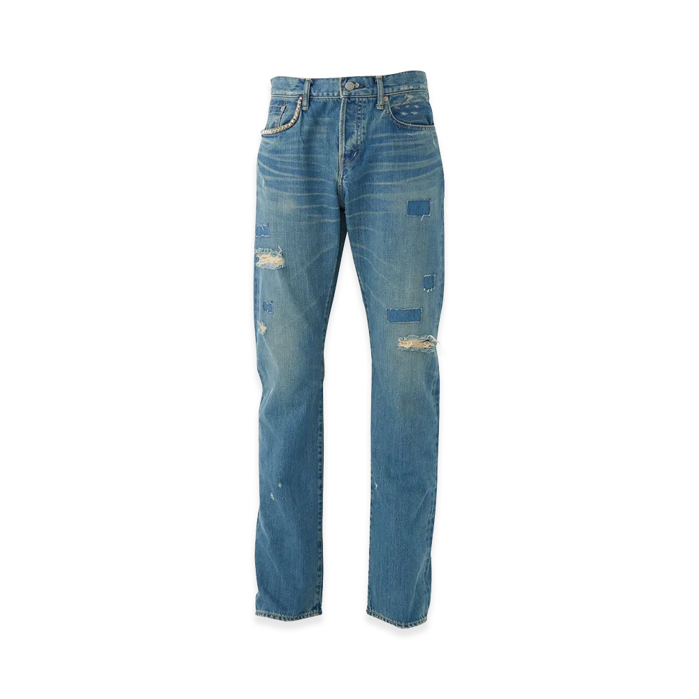HYSTERIC GLAMOUR Square Window Remake Slim Straight Denim Pants "Light Indigo Blue"