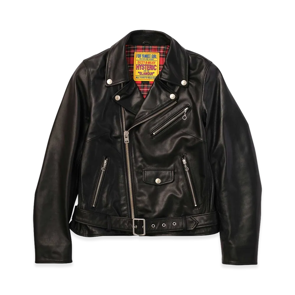 HYSTERIC GLAMOUR Women's Goat Leather Riders Jacket "Black"