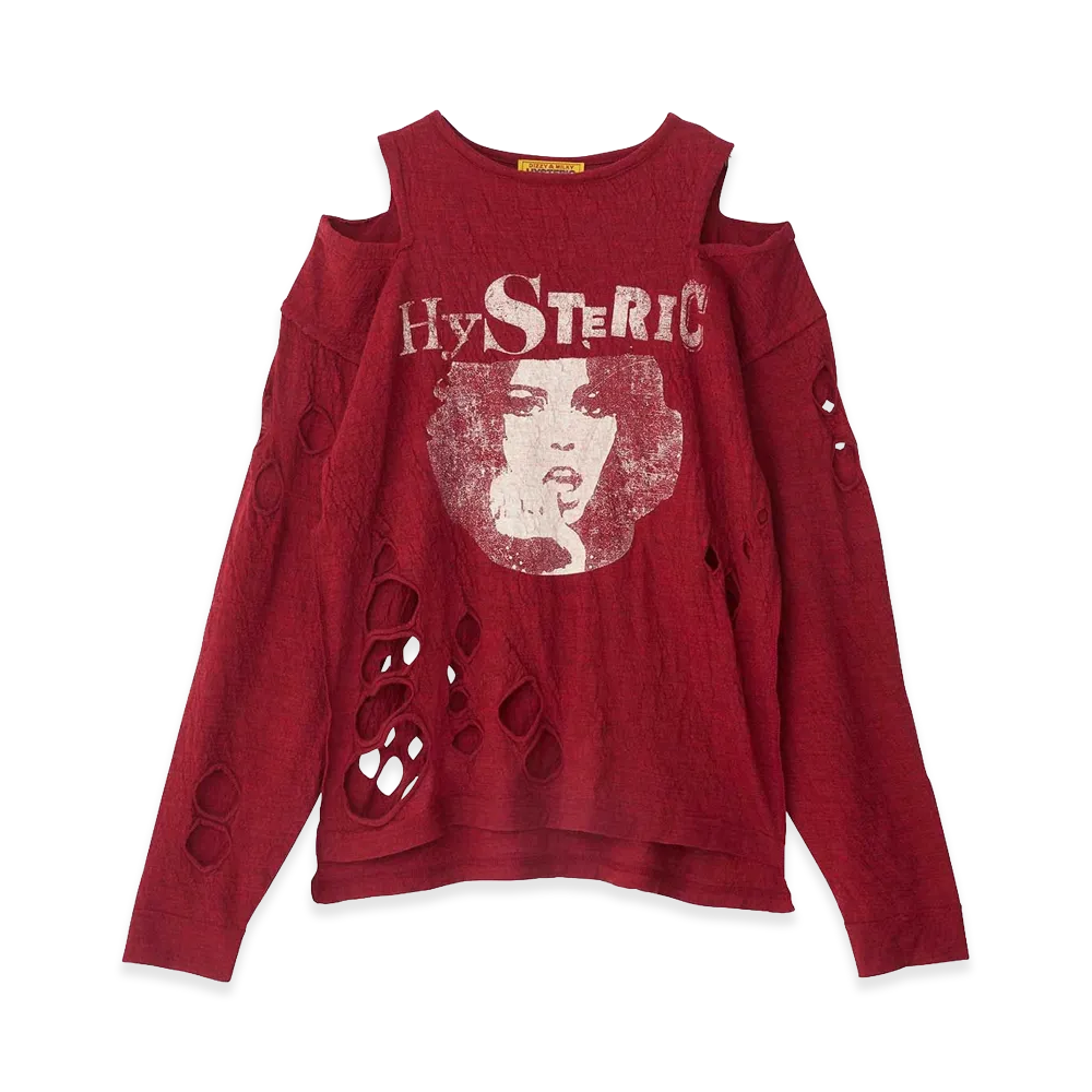HYSTERIC GLAMOUR Women's Grid Noise Woman Pullover "Red"