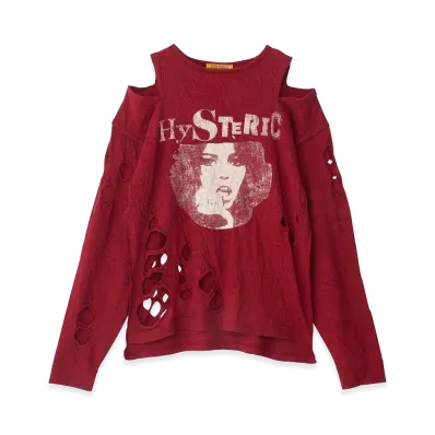 HYSTERIC GLAMOUR Women's Grid Noise Woman Pullover "Red"