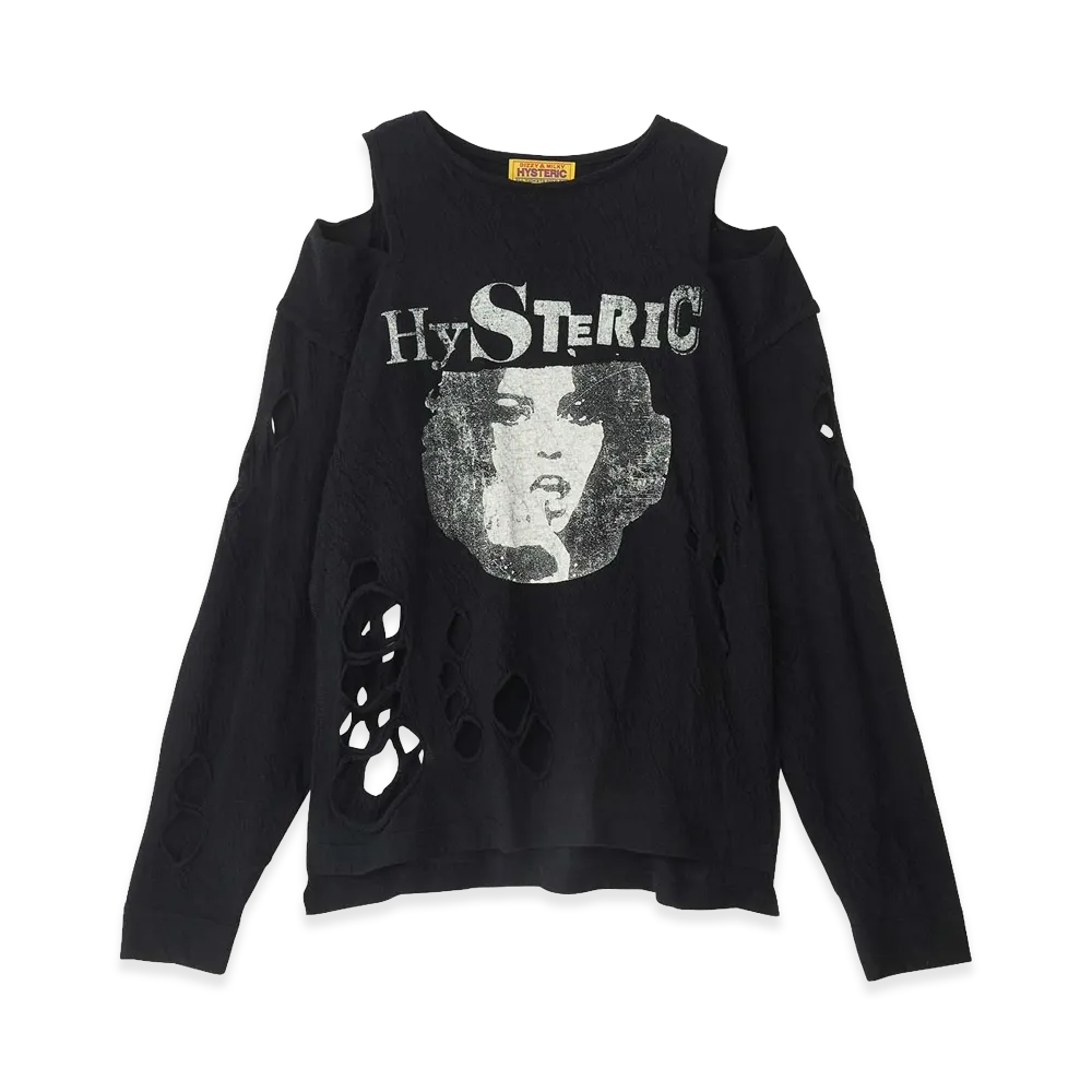 HYSTERIC GLAMOUR Women's Grid Noise Woman Pullover "Black"