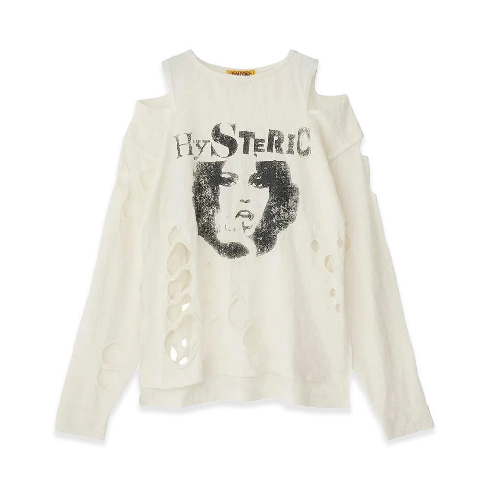 HYSTERIC GLAMOUR Women's Grid Noise Woman Pullover "White"