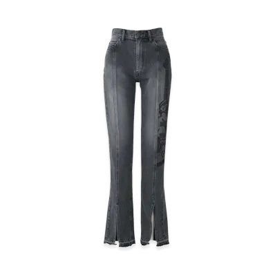 HYSTERIC GLAMOUR Women's Guitar Girl Center Slit Denim Pants "Black"