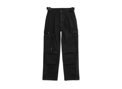 ILLEDIT Washed Denim Wide Cargo Pants "Black"
