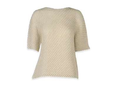 ISSEY MIYAKE Sheer Linen Like Pleats "OakaBeige"