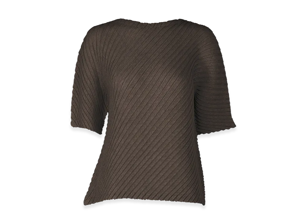 ISSEY MIYAKE Sheer Linen Like Pleats "NasuBrown"