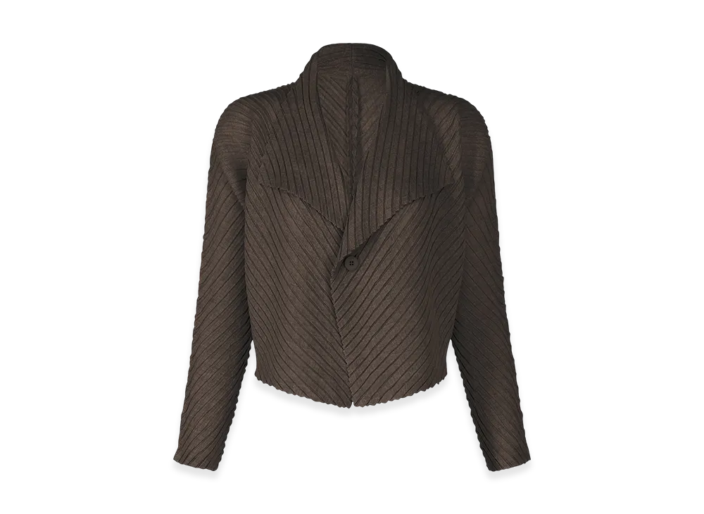 ISSEY MIYAKE Sheer Linen Like Pleats "NasuBrown"