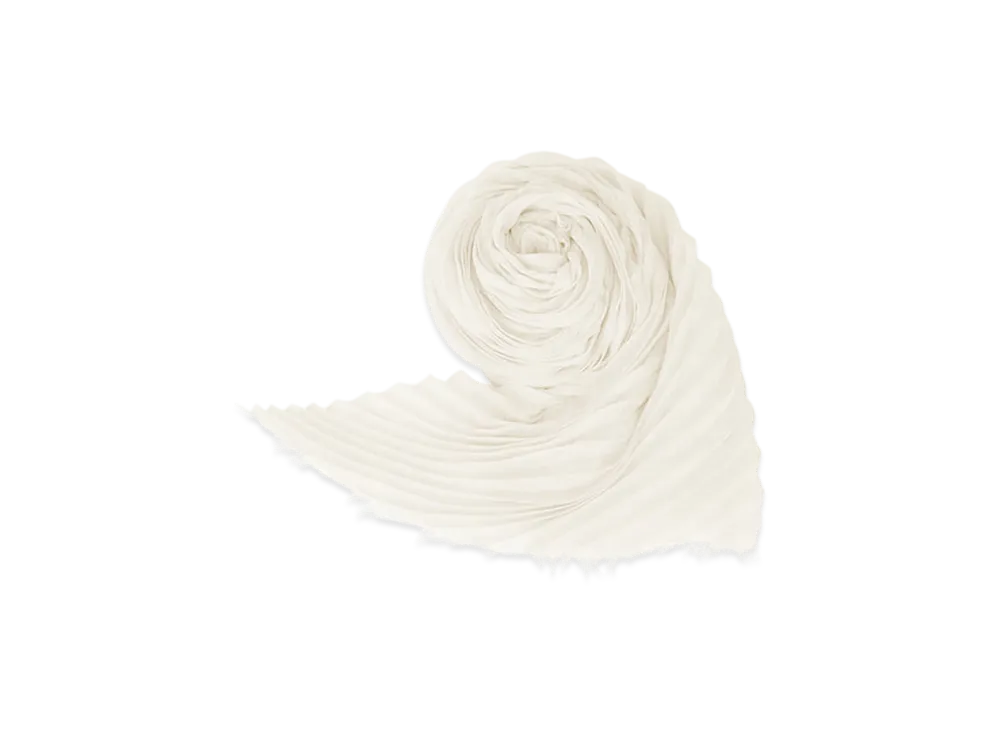 ISSEY MIYAKE Silk Wool Pleats Stole "White"