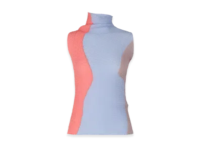 ISSEY MIYAKE Abstract Tint Pleats "Coral/LightBlue"