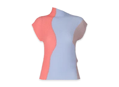 ISSEY MIYAKE Abstract Tint Pleats "Coral/LightBlue"