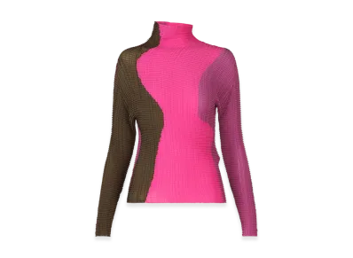 ISSEY MIYAKE Abstract Tint Pleats "Khaki/Pink"