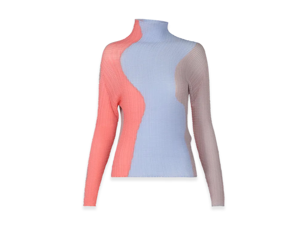 ISSEY MIYAKE Abstract Tint Pleats "Coral/LightBlue"