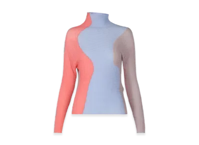 ISSEY MIYAKE Abstract Tint Pleats "Coral/LightBlue"