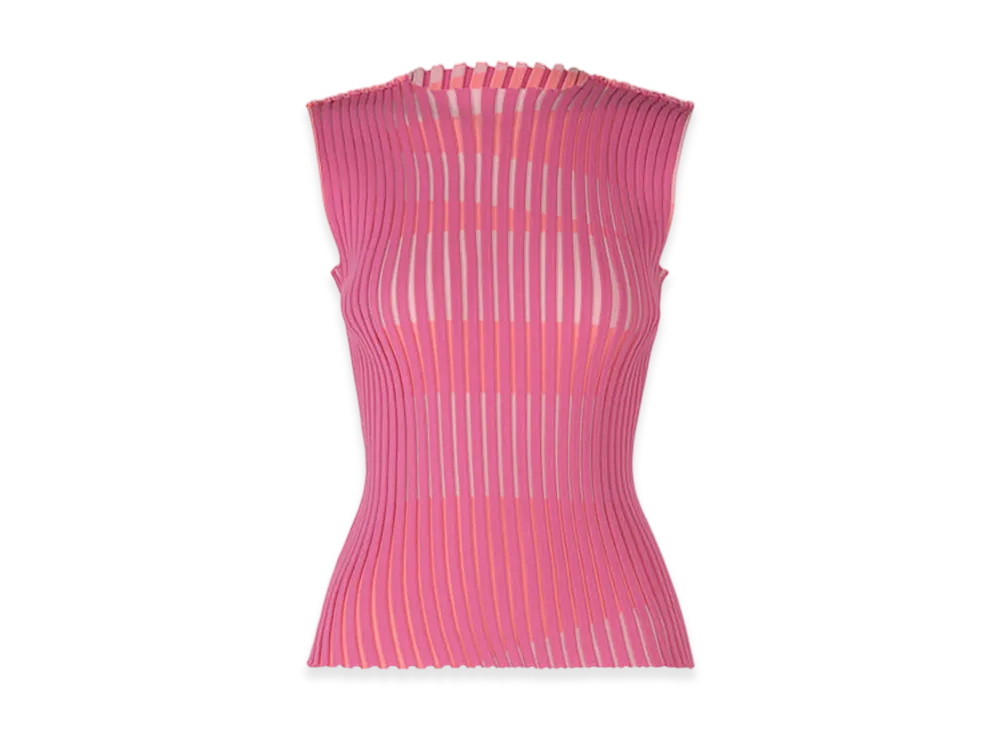 ISSEY MIYAKE Stripe Plating Knit "Pink"