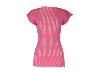 ISSEY MIYAKE Stripe Plating Knit "Pink"