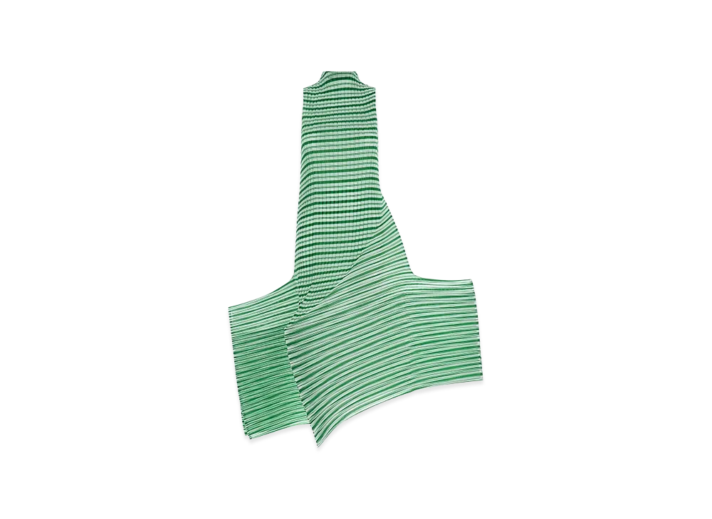 ISSEY MIYAKE Womens Generic Stripes Machine Pleats Dress "Green"