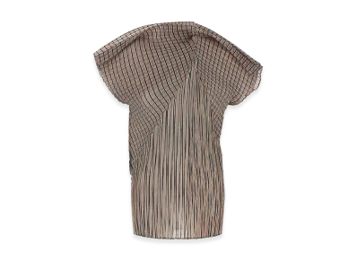 ISSEY MIYAKE Womens Generic Stripes Machine Pleats Top "Green"