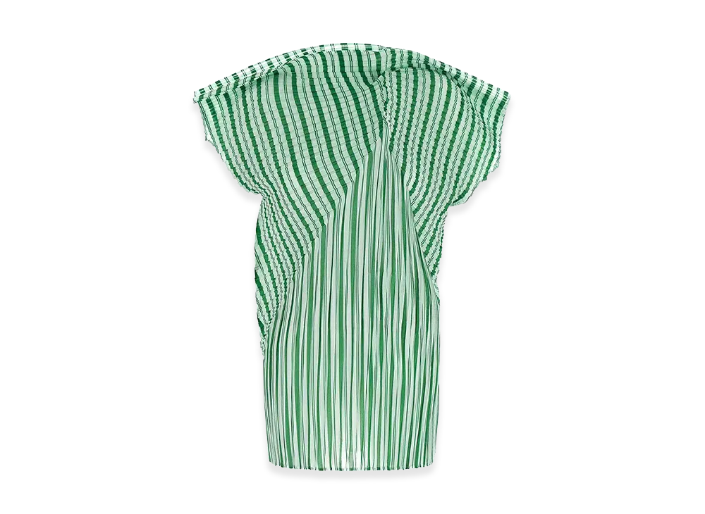 ISSEY MIYAKE Womens Generic Stripes Machine Pleats Top "Green"