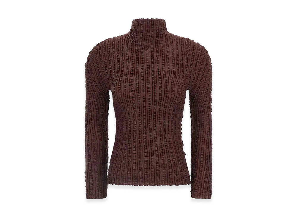 ISSEY MIYAKE Womens Jellyfish Pleats Sweater "Brown"