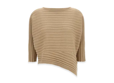 ISSEY MIYAKE Womens Cotton Cashmere Knit Top "Beige"
