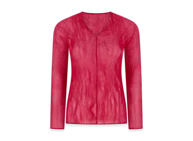 ISSEY MIYAKE Womens Chiffon Twist 1 Top "Fuchsia"