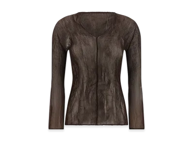 ISSEY MIYAKE Womens Chiffon Twist 1 Top "Brown"