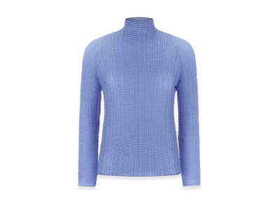 ISSEY MIYAKE Womens Wooly Pleats-56 Blouse "Light Blue"
