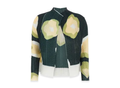 ISSEY MIYAKE Womens Verve Pleats Top Cardigan "Green"