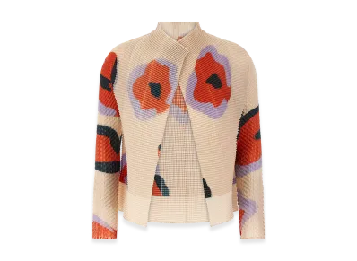 ISSEY MIYAKE Womens Verve Pleats Top Cardigan "Beige"