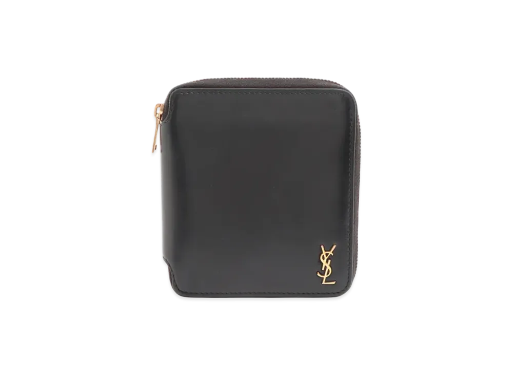 Saint Laurent YSL Compact Leather Wallet "Black"
