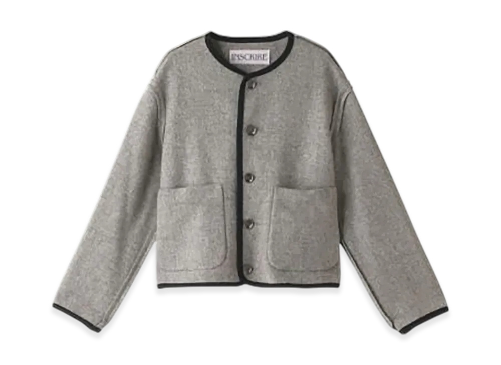 INSCRIRE Melton No-Collar Jacket "Gray"