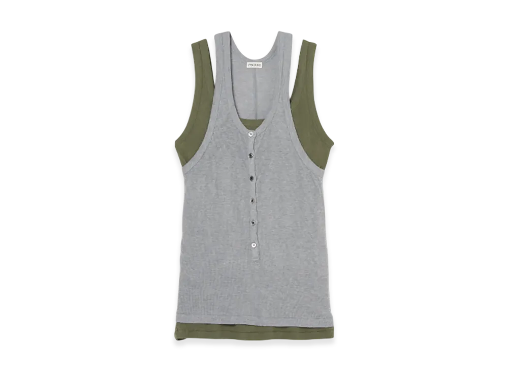 INSCRIRE Natural Mix Rib Layered T/T "Grey/Khaki"