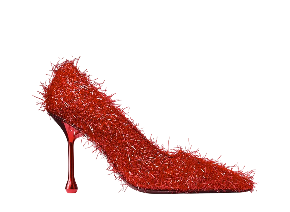 ジミーチュウ ウィメンズ イクシア 80 ティンセル・パンプス "ルビーレッド" IXIA80TZS